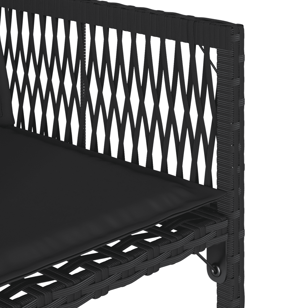 7 Piece Garden Dining Set with Cushions Black Poly Rattan