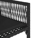7 Piece Garden Dining Set with Cushions Black Poly Rattan - Rear View