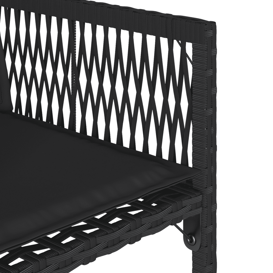 11 Piece Garden Dining Set with Cushions Black Poly Rattan