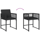 7 Piece Garden Dining Set with Cushions Black Poly Rattan