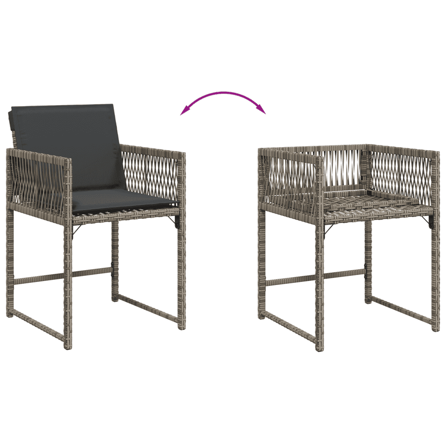 13 Piece Garden Dining Set with Cushions Grey Poly Rattan