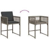 11 Piece Garden Dining Set with Cushions Grey Poly Rattan - Extra Image