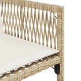 9 Piece Garden Dining Set with Cushions Beige Poly Rattan