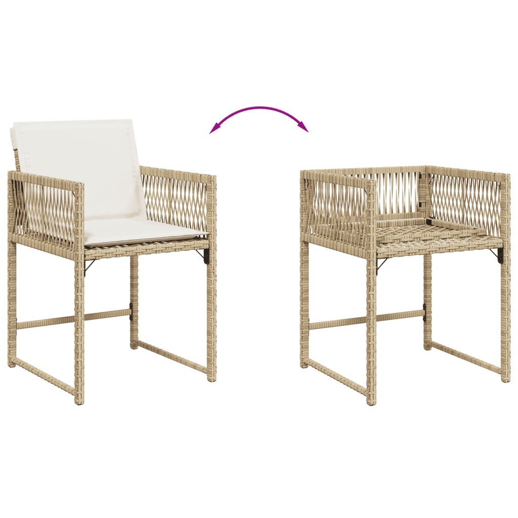 9 Piece Garden Dining Set with Cushions Beige Poly Rattan