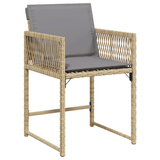 5 Piece Garden Dining Set with Cushions Mix Beige Poly Rattan