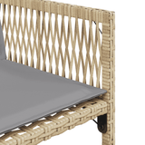 5 Piece Garden Dining Set with Cushions Mix Beige Poly Rattan - Rear View