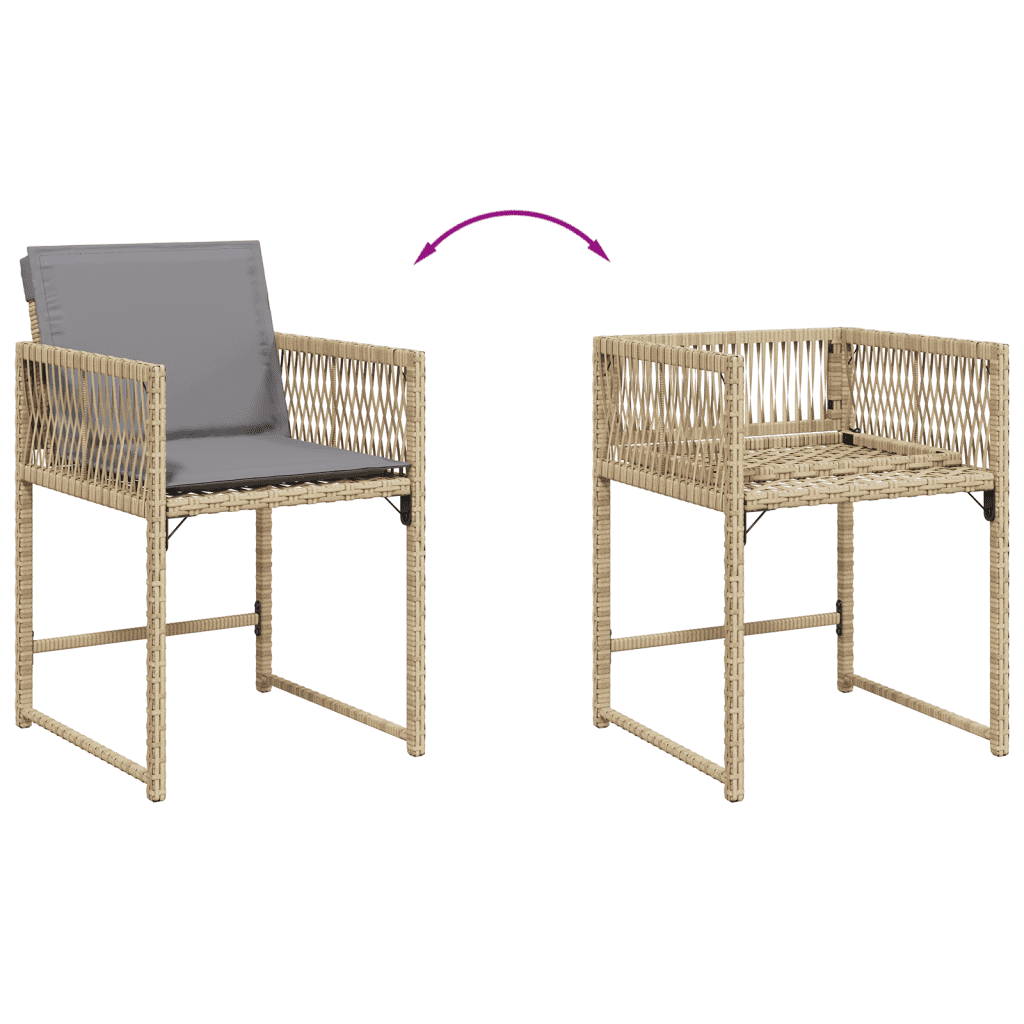 5 Piece Garden Dining Set with Cushions Mix Beige Poly Rattan