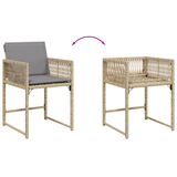 5 Piece Garden Dining Set with Cushions Mix Beige Poly Rattan