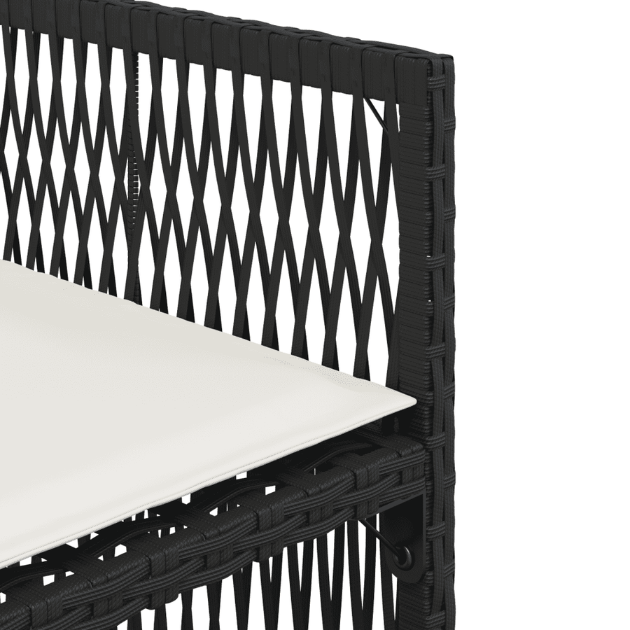 15 Piece Garden Dining Set with Cushions Black Poly Rattan