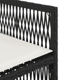 17 Piece Garden Dining Set with Cushions Black Poly Rattan