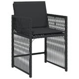 9 Piece Garden Dining Set with Cushions Black Poly Rattan