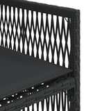 9 Piece Garden Dining Set with Cushions Black Poly Rattan - 45-Degree Angle