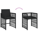 9 Piece Garden Dining Set with Cushions Black Poly Rattan