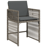 7 Piece Garden Dining Set with Cushions Grey Poly Rattan - Side View