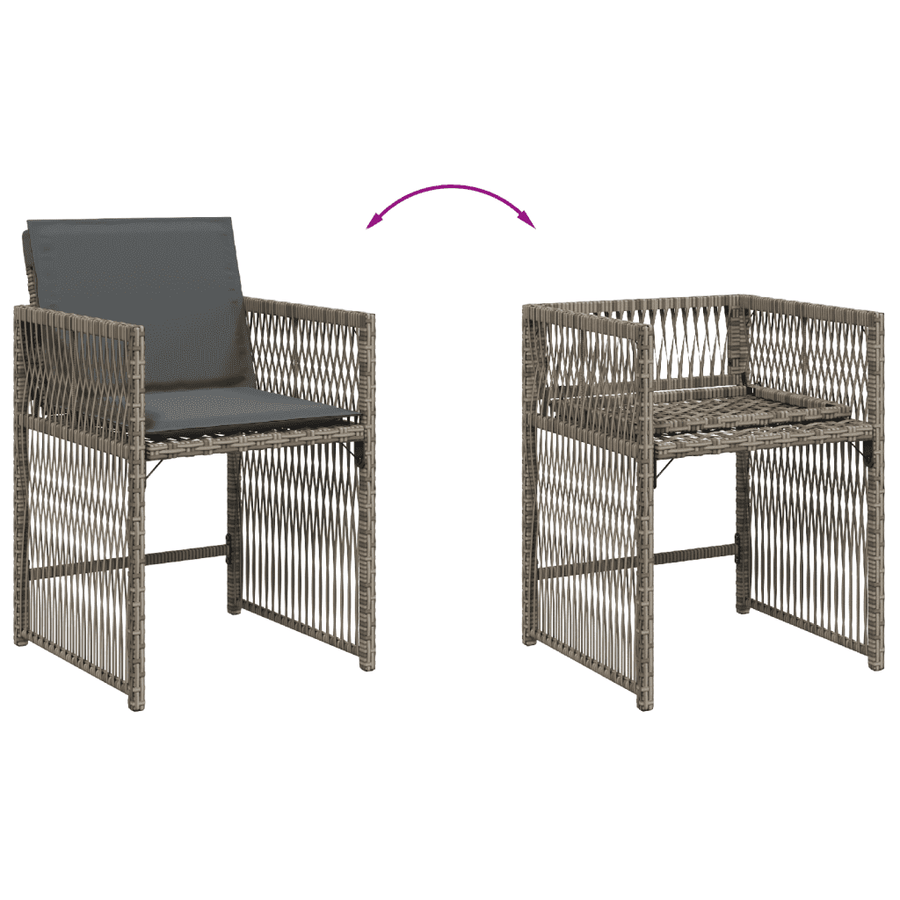 15 Piece Garden Dining Set with Cushions Grey Poly Rattan