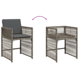 7 Piece Garden Dining Set with Cushions Grey Poly Rattan - Extra Image
