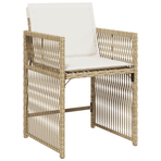 9 Piece Garden Dining Set with Cushions Beige Poly Rattan