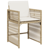 13 Piece Garden Dining Set with Cushions Beige Poly Rattan - Side View