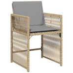 11 Piece Garden Dining Set with Cushions Mix Beige Poly Rattan