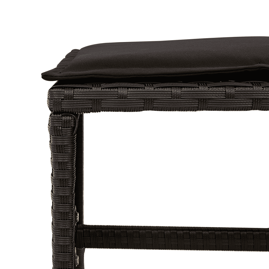 9 Piece Garden Dining Set with Cushions Black Poly Rattan