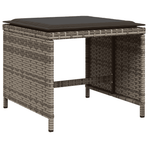 17 Piece Garden Dining Set with Cushions Grey Poly Rattan