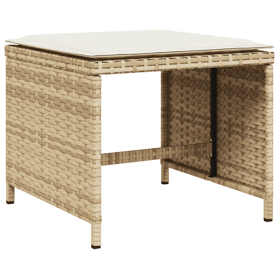 17 Piece Garden Dining Set with Cushions Beige Poly Rattan