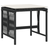 9 Piece Garden Dining Set with Cushions Black Poly Rattan - Side View