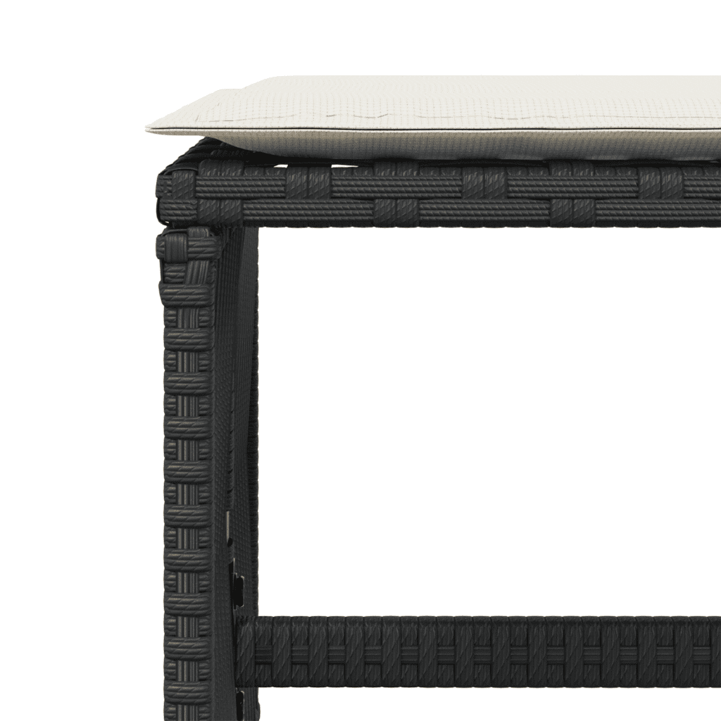 9 Piece Garden Dining Set with Cushions Black Poly Rattan