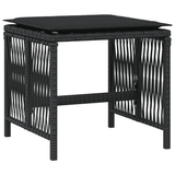 9 Piece Garden Dining Set with Cushions Black Poly Rattan - Side View