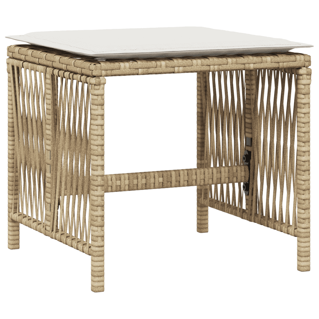 13 Piece Garden Dining Set with Cushions Beige Poly Rattan