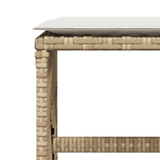 9 Piece Garden Dining Set with Cushions Beige Poly Rattan - Close-Up Angle