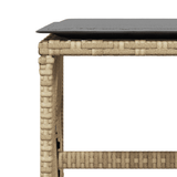 15 Piece Garden Dining Set with Cushions Mix Beige Poly Rattan - Close-Up Angle