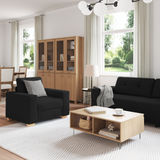 Sofa 3 pcs Black 221 x 80 x 80 cm Linen-blend fabric - Side View