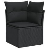 10 Piece Garden Sofa Set with Cushions Black Poly Rattan - 45-Degree Angle