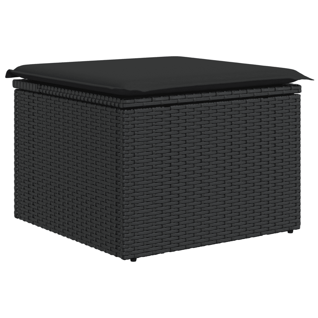 9 Piece Garden Sofa Set with Cushions Black Poly Rattan
