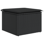 9 Piece Garden Sofa Set with Cushions Black Poly Rattan