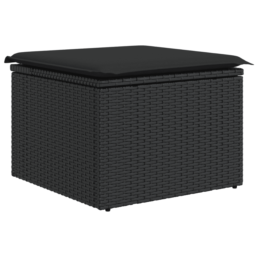 9 Piece Garden Sofa Set with Cushions Black Poly Rattan