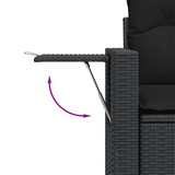 6 Piece Garden Sofa Set with Cushions Black Poly Rattan - Extra Image