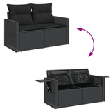 4 Piece Garden Sofa Set with Cushions Black Poly Rattan - Extra Image