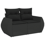 5 Piece Garden Sofa Set with Cushions Black Poly Rattan - 45-Degree Angle