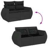 10 Piece Garden Sofa Set with Cushions Black Poly Rattan - Extra Image