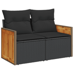 11 Piece Garden Sofa Set with Cushions Black Poly Rattan