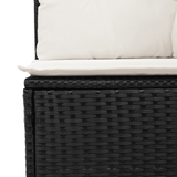 8 Piece Garden Sofa Set with Cushions Black Poly Rattan - 45-Degree Angle