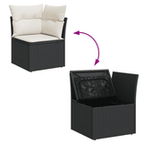 10 Piece Garden Sofa Set with Cushions Black Poly Rattan - Extra Image