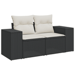 12 Piece Garden Sofa Set with Cushions Black Poly Rattan