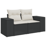 7 Piece Garden Sofa Set with Cushions Black Poly Rattan - Top-Down View