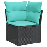 9 Piece Garden Sofa Set with Cushions Beige Poly Rattan - Close-Up Angle