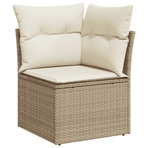 14 Piece Garden Sofa Set with Cushions Beige Poly Rattan