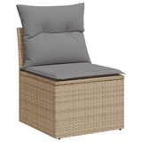 7 Piece Garden Sofa Set with Cushions Beige Poly Rattan - Top-Down View