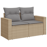 3 Piece Garden Sofa Set with Cushions Beige Poly Rattan